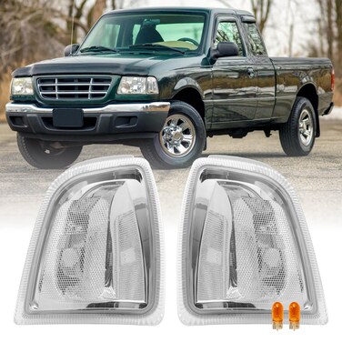 USR 01-06 Ranger Pickup Corner Light &ndash; CLEAR Corner Lamps (Left + Right) Pair - Compatible with 2001-2006 Ford Ranger Pick Up Truck All Models (CLEAR CORNER LAMPS &ndash; True Plug &amp; Play)