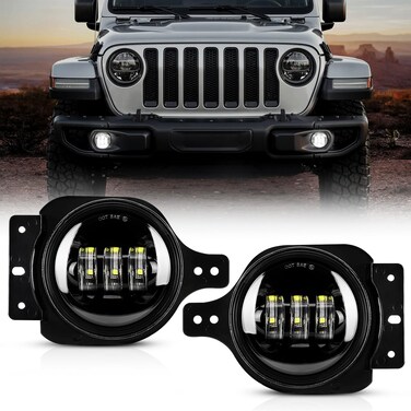Auxbeam 4 Inch LED Fog Lights for 2018-2023 Jeep Wrangler JL JLU Sport Sahara Rubicon MOAB, 30W Round Led Chip Front Bumper Foglights