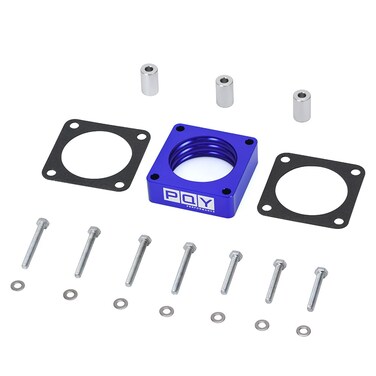 PQY Throttle Body Spacer Compatible with 91-06 Jeep Wrangler TJ YJ LJ Cherokee XJ 2.5L/4.0L Engine Gas MJ w/Gasket 1" Raise Manifold Carb (Blue)