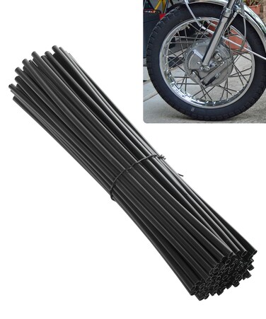 RACOONA Spoke Skins,Spoke Covers,Mixed 72Pcs Bike Spokes,Car Accessories Bike Spoke Covers,Motorcycle Spoke Covers Wraps Protector,Spoke Rims Wraps Spoke Sleeves for Dirt Bike,Motocross (black)