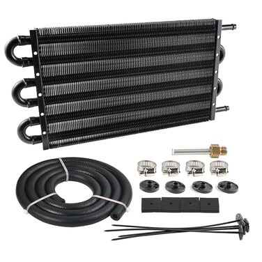 EVIL ENERGY 5/16" Transmission Oil Cooler, 6 Pass Tube and Fin Cooler Kit Universal Aluminium Black&hellip;
