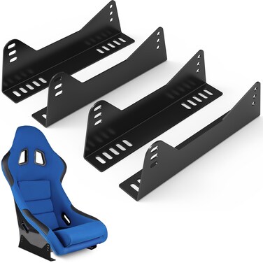 4 PCS Universal Bucket Seats Mounting Brackets Universal Racing Seat Bracket Bucket Race Seats Side Mount L Bracket Bucket Seat Mount Bracket Compatible with Most FRP and Carbon Fiber Bucket Race seat