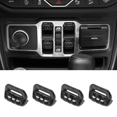 RT-TCZ Carbon Fiber Center Console Window Button Switch Trim Cover Decoration Interior Accessories Compatible with Jeep Wrangler JL JLU &amp; Gladiator JT 2018-2024