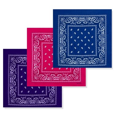 la ceida Cotton Bandanas for Men &amp; Women Paisley Cowboy Bandana Handkerchiefs for Hair 22x22 (3pcs Purple/Rose/Sapphire)