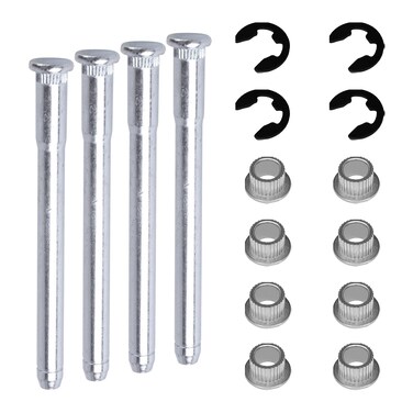 UZZH 16 PCS Car Door Hinge Pin Kit for 1988-2002 Chevy GMC C1500 C2500 K1500 K2500 K3500, Door Hinge Roll Pins and Bushing Repair Kits (4 pins 2 Door) with E-Ring Clamp