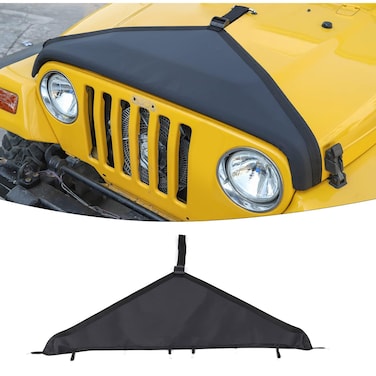 RT-TCZ for Jeep Wrangler TJ Hood Cover Exterior Accessories Engine Hood Bra Front Protector for Jeep Wrangler 1997-2006 Plain Black