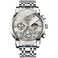 OUPINKE Mens Watches Fashion Sport WristWatches Grey Multifunction Chronograph Analog Quartz Luminous Waterproof Calendar Stainless Steel Bracelet