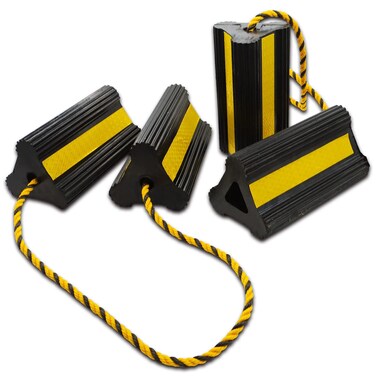 Vacallity Wheel Chocks for Travel Trailers, Sturdiness Heavy Duty Solid Rubber Camper Trailer RV Wheel Chock Blocks, Aircraft Truck Car tire Stopper, Wheel Immobilizers &amp; Chocks, Trailer Accessory