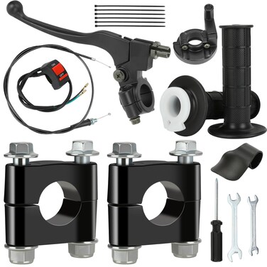 CILOYU 7/8" Mini Bike Handlebar Risers Throttle Assembly with Brake Lever Kit Compatible with Coleman BT200X RB100 Mega Moto 80cc 105cc Motovox MBX10 MBX11 TaoTao DB100 Mini Bike Pit Dirt Bike Parts