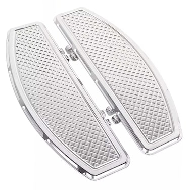 Cyreedom 1 Pair Big Size Harley Driver Floorboard Aluminum Front Floorboards for Harley Touring Electra Street Road King Road Glide Classic Tri Glide 1986-2023, Trike Softail FL FLD (Chrome) (Style 1)