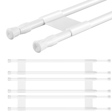 Zubebe 4 Pcs Double RV Refrigerator Bar Adjustable Spring Tension Fridge Rod RV Fridge Bars RV Refrigerator Accessories to Hold Drinks in Place Avoid Spills Extendable (White,19.7-35.4 Inch)