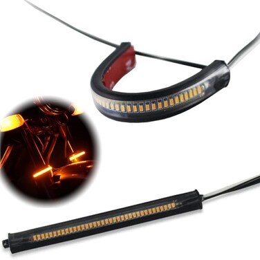 GTINTHEBOX 2PC Flexible Amber LED Fork Turn Signal DRL Daytime Running Light Waterproof Adjustable Stips Bars kit Universal Fit Motorcycle Bike