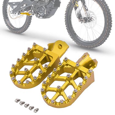 IUVWISN Motorcycle Footpegs Wider Foot Pegs CNC for Surron Sur Ron LBX E-Ride Pro SS/S Talaria Sting MX3/R MX4 Electric Dirt Bike Gold