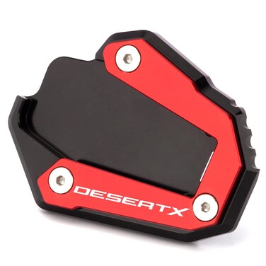 Modeer For Ducati Desert X 2022-2023 Motorcycle CNC Support Extension Plate Kickstand Side Stand Pad desertx Desert-X Accessories (black-red)