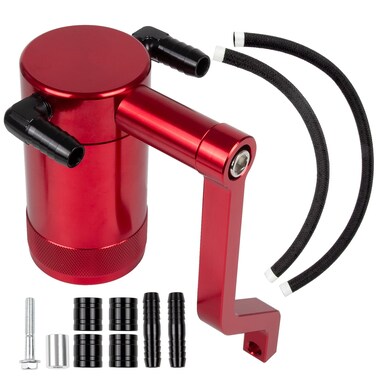 RANSOTO Oil Catch Can 6.4 5.7 HEMI Billet Compatible with 2011-up Chrysler 300 Dodge Charger Challenger Jeep Grand Cherokee Z-Bracket Technology (Red)
