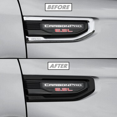 SlickMod Chrome Delete Blackout Vinyl Overlay for 2019-2023 GMC Sierra 1500 Fender Trim (Gloss Black, 2. Fender Trim)