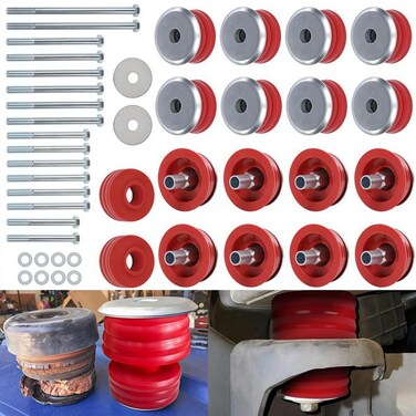 G-PLUS Body Mount Bushing Kit Compatible with Ford F250 F350 Super Duty 2WD and 4WD 2008-2016 Body Cab Mounts &amp; Steel Sleeves &amp; Hardware KF04060BK Red