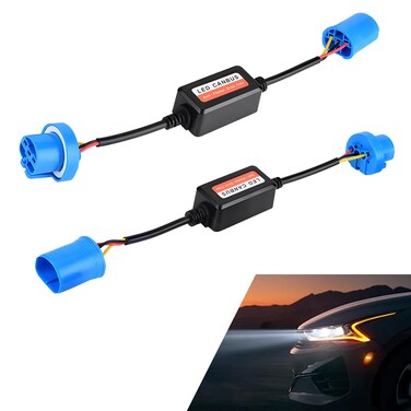 Flygun 2 PCS Car 9007 LED Decoder, Radio Audio Led Filter, Warning Error Fault Decoder to Fix Bulb On and Off Problem, Universal LED Light System Anti-flicker Harness Adapter for Car (Black)