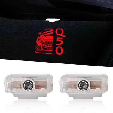2PCS Non-Fading LED Car Door Logo Lights Projector Compatible with Q50 Q50L (V37) 2008-2022 Puddle Lights Ghost Shadow Light Kit Car Accessories (Q50 Half a car-red)