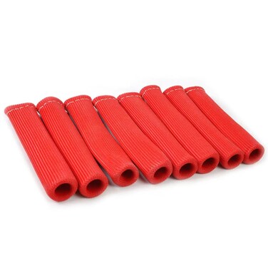 Spark Plug Wire Boots Protector Sleeve, 2500 Degree Spark Plug Wire Heat Shield Sleeve Cover for SBC BBC 350 454, 6 Inch Spark Plug Wire Heat Insulation Cover Wrap for Car Truck (Red, 8PCS)