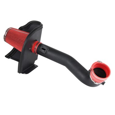 3.5 Inch Cold Air Intake Filter Kit &amp; Heat Shield for Silverado 1500 2014-2018; Sierra 1500 14-18; for Cadillac Escalade Suburban Yukon Tahoe 15-20 5.3L 6.2L V8 (Black Tube &amp; Red Filter)