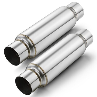 A-KARCK Exhaust Resonator 3 Inch Inlet, 3" Inlet 3" Outlet 16" Overall Length Performance Muffler Resonator, Deep Tone Clear Up Rasp 2 Pack