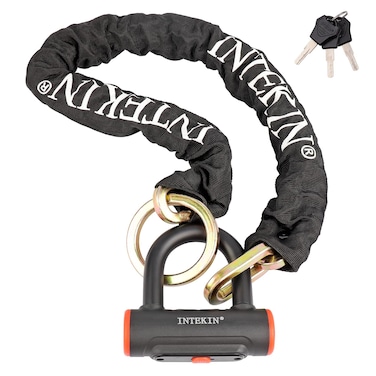 INTEKIN Motorcycle Lock 3.3FT/100cm Motorcycle Chain Lock 8mm/10mm Thick Bike Chain Lock Heavy Duty Security Chain Lock Anti Theft Motorcycle Lock with 16mm Disc Lock for Motorcycles, Gates, and More
