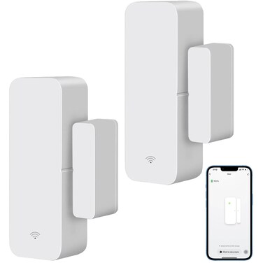 WiFi Door Sensor, Tuya Smart Door Window Sensor,Wireless Window Sensor Real-time Alarm Compatible with Alexa Google Assistant,Home Security Door Open Contact Sensor for Business Burglar Alert (2 Pack)