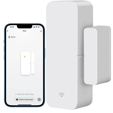 WiFi Door Sensor, Tuya Smart Door Window Sensor, Smart Window Sensor Real-time Alarm Compatible with Alexa Google Assistant,Home Security Door Open Contact Sensor for Business Burglar Alert (1 Pack)