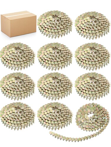 Sadnyy 7200 Count Coil Roofing Nails 3/4-1-1/4 in 15 Degree Coil Roofing Nails Stainless Steel Siding Nails with Smooth Ring Shank for Roof Lathing Sheathing Material (3/4 inch x 0.12 inch)