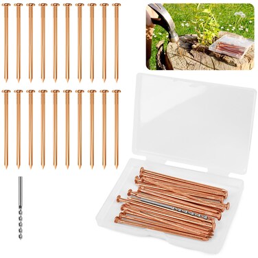 UCandy Copper Nails for Killing Trees Stump Root, Copper Nails with Drill, Stump Removal Spikes Hardware Nails for Trees (3.14"-20PCS)