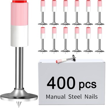 DLronwey Manual Steel Nail 400 pcs,Concrete Nail Wall Fastening Tool,for Concrete Ceiling Cable Ducts Fixed Slotting Device Repair Tool Home DIY Nail Gun Accessories