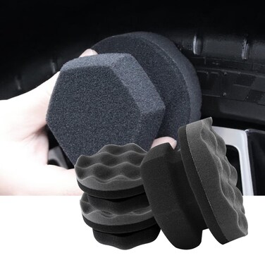 gunhunt 3 PCS Handheld Car Tire Waxing Sponge, 3.14" High Density Wave Tire Waxing Cleaning Sponge, Reusable Waxing Cotton, Suitable for Most Car Models (Gray)