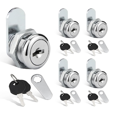 Truck Tool Box Locks, 5-Pack 5/8" Cylinder Key Alike Cam Lock Replacement Kit for Mounting in Trucks, Trailer, Rv Boxes, Mailboxes or Cabinets and Drawers, Fits on 0.39" (10mm) Max Door Thickness