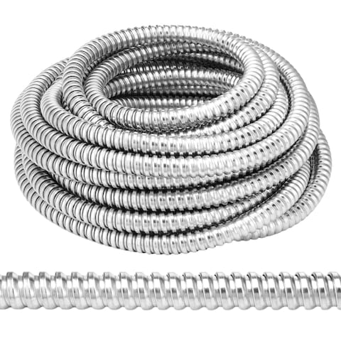 Yaocom Metal Flexible Conduit 50 ft Reduced Wall Flexible Conduit Galvanized Steel Outdoor Electrical Conduit for Greenfield Wiring (3/4 Inch)