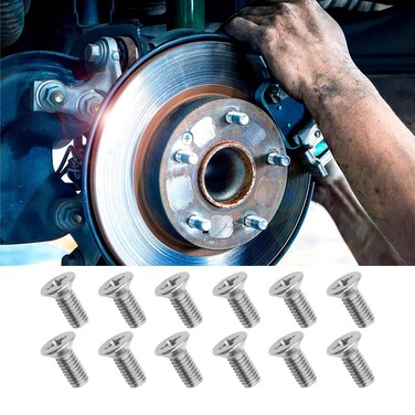 Kewucn 12 PCS Stainless Steel Brake Disc Rotor Screws for Front and Rear, OEM 93600-06014-0H Replacement Accessories, Retaining Screws Set for K3, City, Civic, Accord, Odyssey
