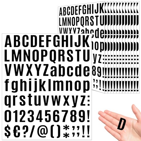980 Pcs 12 Sheets Letter Stickers Small, 1 Inch Vinyl Letter Stickers Self-Adhesive Waterproof Alphabet Stickers, Black Number Stickers 1 in Stick on Letters for Mailbox, Water Bottles, DIY (Black)