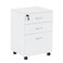 QDSSDECO 3 Drawer Mobile File Cabinet, Rolling Vertical Filing Cabinet fits A4, Legal Paper and Letter Paper for Home Office, White with Lock
