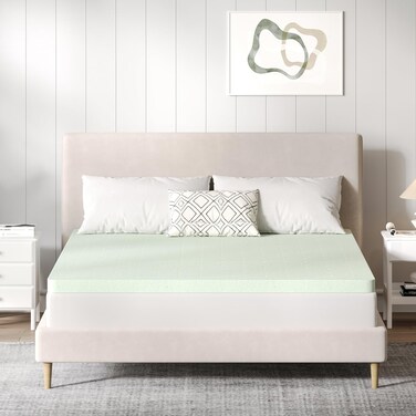 Novilla Queen Size Mattress Topper, 2 Inch Gel Memory Foam Queen Mattress Topper for Cool Night Sleep &amp; Enhanced Comfort, CertiPUR-US Certified Foam, Green