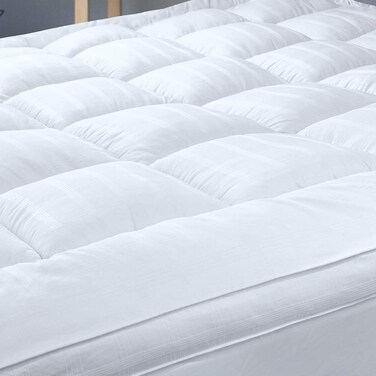 Extra Thick Pillow Top 3 Inch Mattress Topper King Size for Firm Mattress, Cooling Fluffy Cotton Hotel Mattress Bed Topper for Cloud Like Sleep &amp; Back Pain, Plush Soft Pad, Fit to 6&rdquo;-22&rdquo; Mattress