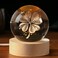 IFOLAINA 3D Four-Leaf Clover Crystal Ball 60mm Good Luck Gifts Ideas with Multicolor Lighting Base