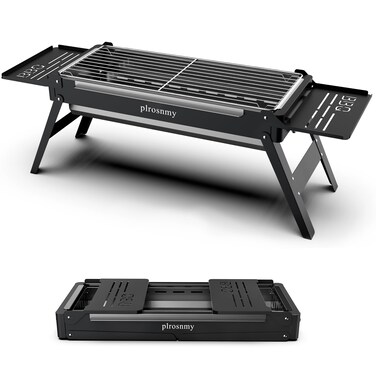 Portable Charcoal Foldable Grill, Small Grills Outdoor Cooking for Travel, Camping Smoker BBQ Grill, Stainless Steel Table Top Grill Charcoal for Outdoor Cooking, Camping, Backyard