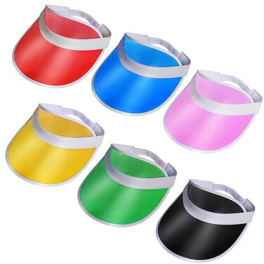 Jmkcoz 6 Pack Sun Visor Hats UV Protection Caps Plastic Clear Sunhat for Women Men Beach Tennis Golf Outdoor Sports Activity