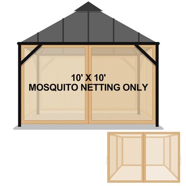 Tatuo Universal Replacement Mosquito Netting for Patio Gazebo Mosquito Net Camping 4 Panel Mosquito Net Gazebo Canopy Replacement Patio Mosquito Netting with Zipper for Porch (Khaki,10x10 ft)