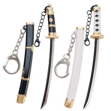 ixampoun 2ps Mini Toy Katana Keychain, Metal Model Sword with Pull Out Best Gift for Anime Lovers Samurai Sword Game Series (colours 2)