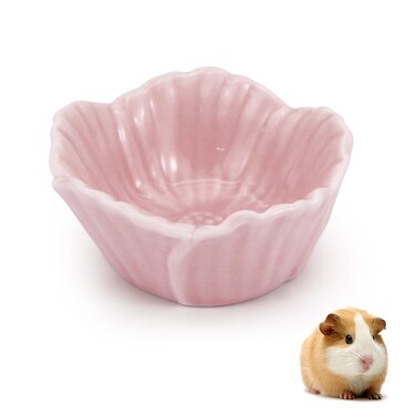 LuckyOpt Small Ceramic Pet Hamster Bowl, Easy to Clean Anti Flipping Hamster Food and Water Bowl Feeding Bowl, Small Animal Bowls for Golden Bears, Rabbits, Hedgehogs, Dutch Pigs, Parrots (Pink, s)