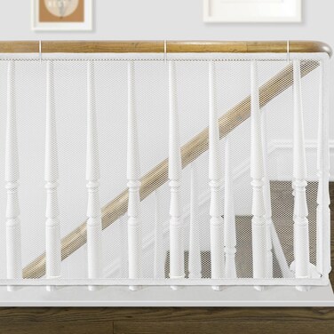 Banister Guard, Safe Rail, 6.6ft x 2.6ft Deck Balcony &amp; Stairway Safety Net for Indoor and Outdoor - Baby Proofing, Child Safety, Stair Railing Net for Pet Toy, White