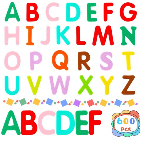SEPGLITTER Alphabet Letters Foam Stickers, 600Pcs Colorful Self-Adhesive A-Z Alphabet Letters Foam Stickers for Kids DIY Classroom Craft Birthday Party Decorations