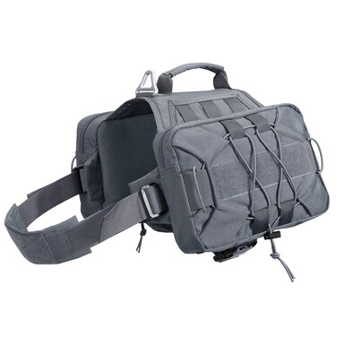 EXCELLENT ELITE SPANKER Dog Pack Dog Saddle Bag Backpack for Camping Hiking Medium &amp; Large Dog with 2 Capacious Side Pockets (M, Grey)