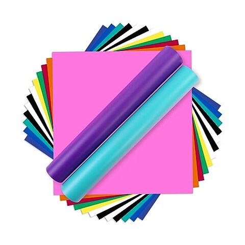HTVRONT Matte Permanent Vinyl for Cricut - 14 Pack 12&quot; X 12&quot; Permanent Vinyl Bundle, Permanent Adhesive Vinyl for Craft Projects, Color Adhesive Vinyl for Cricut, Silhouette Cameo